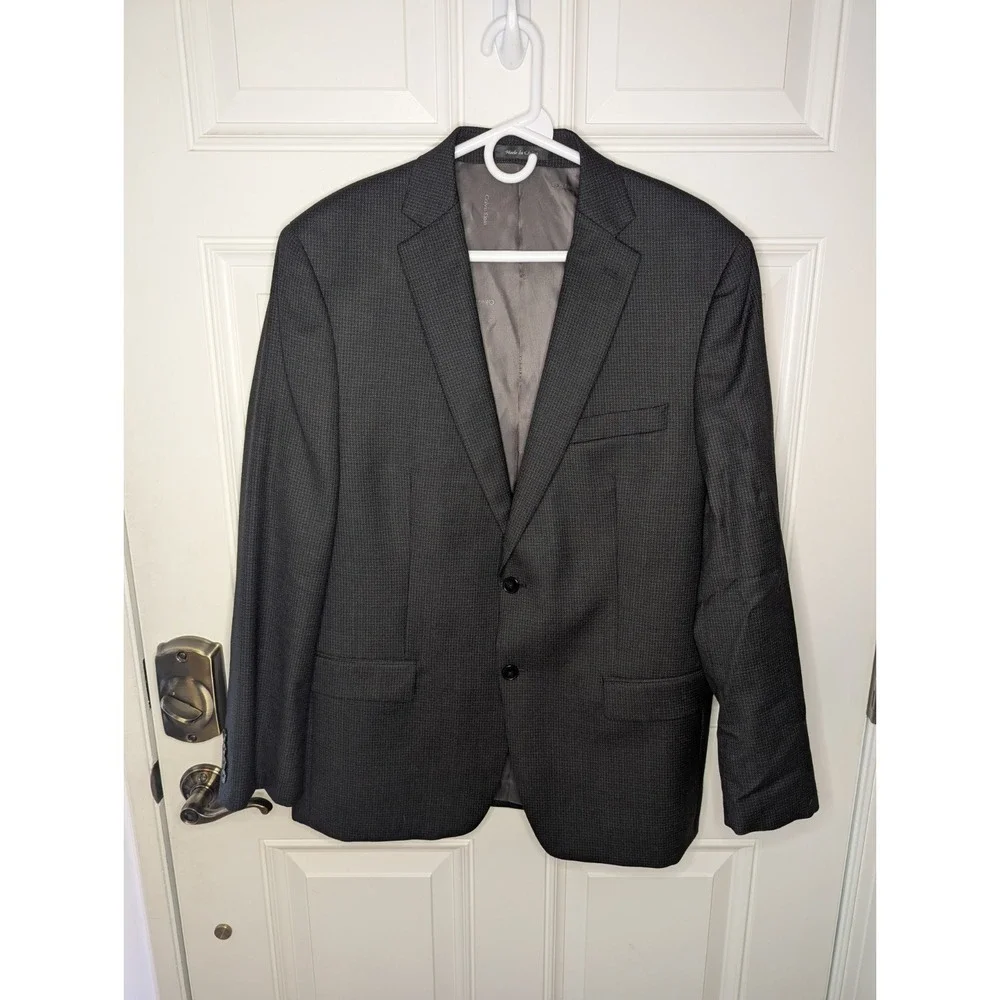 Calvin Klein Blazer Mens 42R Black Lined Pockets Two Button Long Sleeve Wool